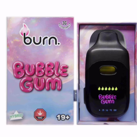 Burn Disposable Pen 3g - Bubble Gum offers a flavorful vaping experience with a sweet bubble gum taste, perfect for enthusiasts.