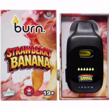 Burn Disposable Pen 3g - Strawberry Banana offers a delicious hybrid flavor for a smooth vaping experience.