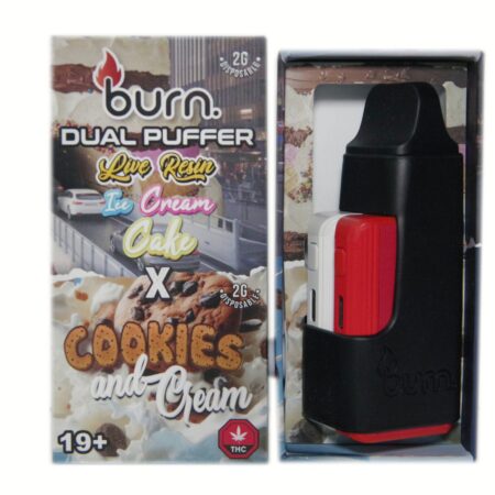 Burn Dual Puffer Pen – Live Resin Ice Cream Cake 2g (I) + Cookies and Cream 2g (H)
