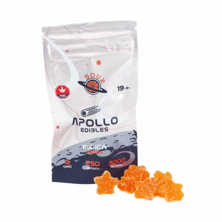 Apollo Edibles - Sour Peach Shooting Stars 3000mg (Indica)