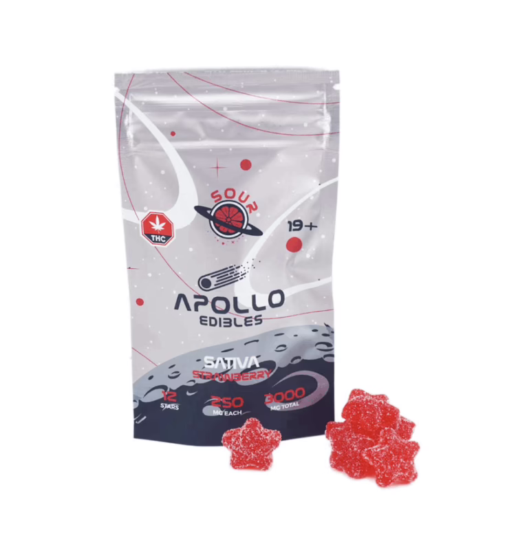 Apollo Edibles - Sour Strawberry Shooting Stars 3000mg (Sativa)