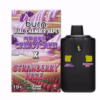 Burn brand AUTO-DRAFT dual chamber vape featuring Grape Cream Cake and Strawberry Haze flavors. The vape and its packaging are prominently displayed against a white background.