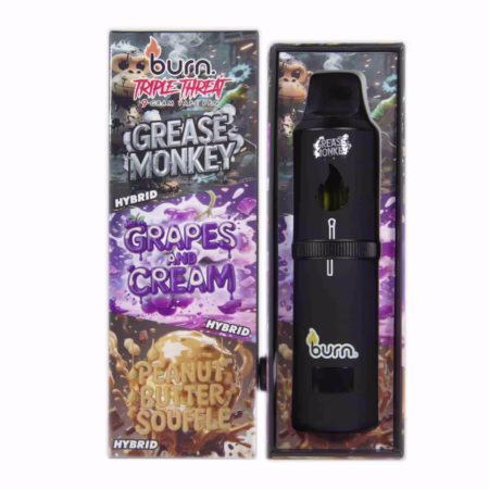 Image of the Burn Triple Threat Pen (9g) - Grease Monkey + Grapes and Cream + Peanut Butter Soufflé. High quality vape pen for discerning consumers.