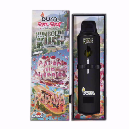 Burn Triple Threat Pen (9g) - Humboldt Kush, Caked Up Cherries, and Papaya. High-quality vapor pen for a premium cannabis experience. Shop now.