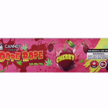 Canndy Edibles - Dope Rope Cherry 500mg offers a delicious cherry-flavored THC experience for adult consumers.