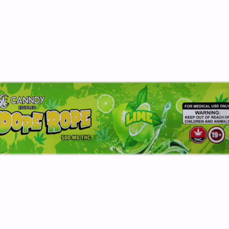 Canndy Edibles - Dope Rope Lime 500mg offers a refreshing lime flavor with potent THC content for an enjoyable experience.