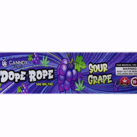 Canndy Edibles - Dope Rope Sour Grape 500mg offers a delicious and potent THC-infused candy experience.