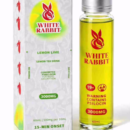 White Rabbit Mushroom Drink - Lemon Lime 3000mg in a sleek bottle, designed for rapid absorption and enhanced experience.