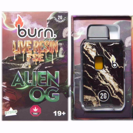 Burn Live Resin FSE Disposable Pen 2g - Alien OG offers a premium cannabis experience with rich flavors and potent effects.