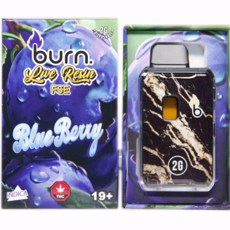 Burn Live Resin FSE Disposable Pen 2g - Blueberry offers a rich flavor experience in a convenient, portable design.