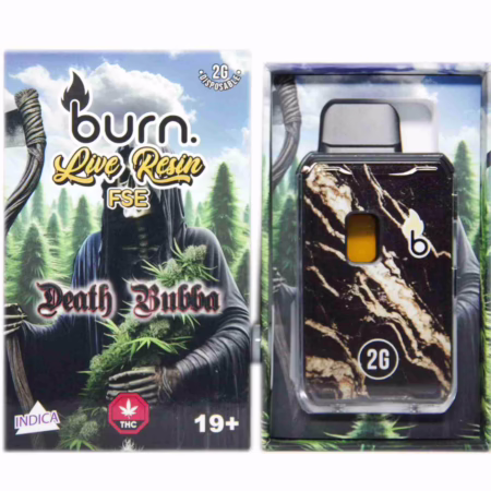 Burn Live Resin FSE Disposable Pen 2g - Death Bubba offers a premium vaping experience with rich, flavorful extracts.