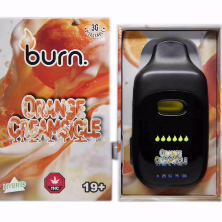 Burn Disposable Pen 3g - Orange Creamsicle offers a delicious flavor experience in a convenient, portable design.