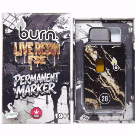 Burn Live Resin FSE Disposable Pen 2g - Permanent Marker, featuring sleek design and high-quality cannabis extract for a premium experience.