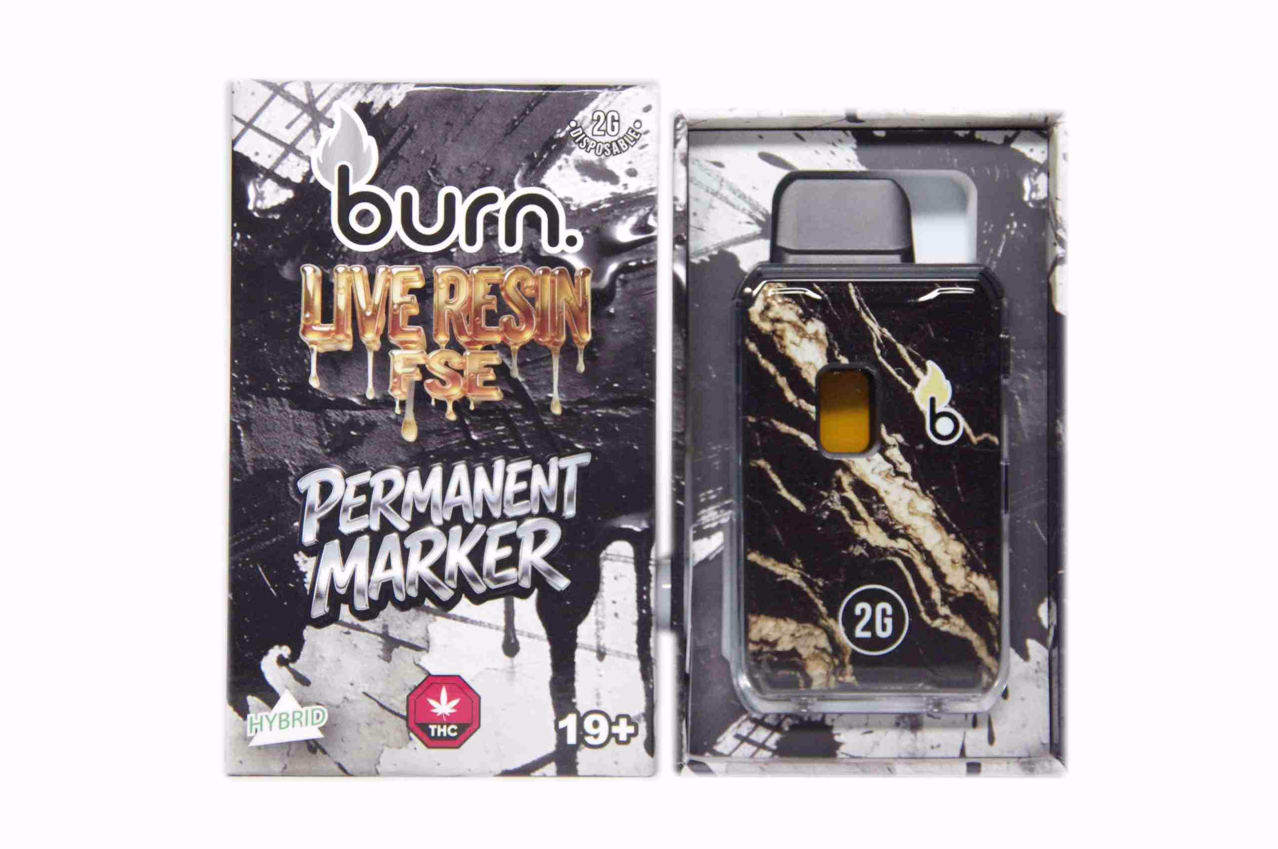 Burn Live Resin FSE Disposable Pen 2g - Permanent Marker 1 Burn Live Resin FSE Disposable Pen 2g - Permanent Marker, featuring sleek design and high-quality cannabis extract for a premium experience.