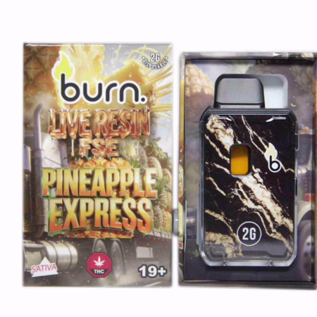 Burn Live Resin FSE Disposable Pen 2g - Pineapple Express offers a flavorful and potent cannabis experience in a convenient format.