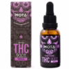Mota Cannabis THC Tincture 900mg Indica in amber bottle with dropper, featuring decorative packaging.