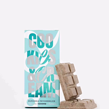 Euphoria Psychedelics – Cookies & Cream 1200mg, featuring a chocolate bar with a light brown hue and stylish packaging.