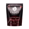 Faded Edibles Cherry Cosmos mega dosed cannabis edibles packaging, featuring a sleek black design with vibrant graphics.