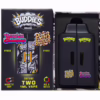 Buddies Brand vape kit featuring two 1ml hybrid vape cartridges in a black magnetic snap box, perfect for cannabis consumers in BC. AUTO-DRAFT.