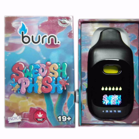 A black disposable vape device next to its colorful packaging box, featuring a vibrant underwater theme for an AUTO-DRAFT cannabis product.