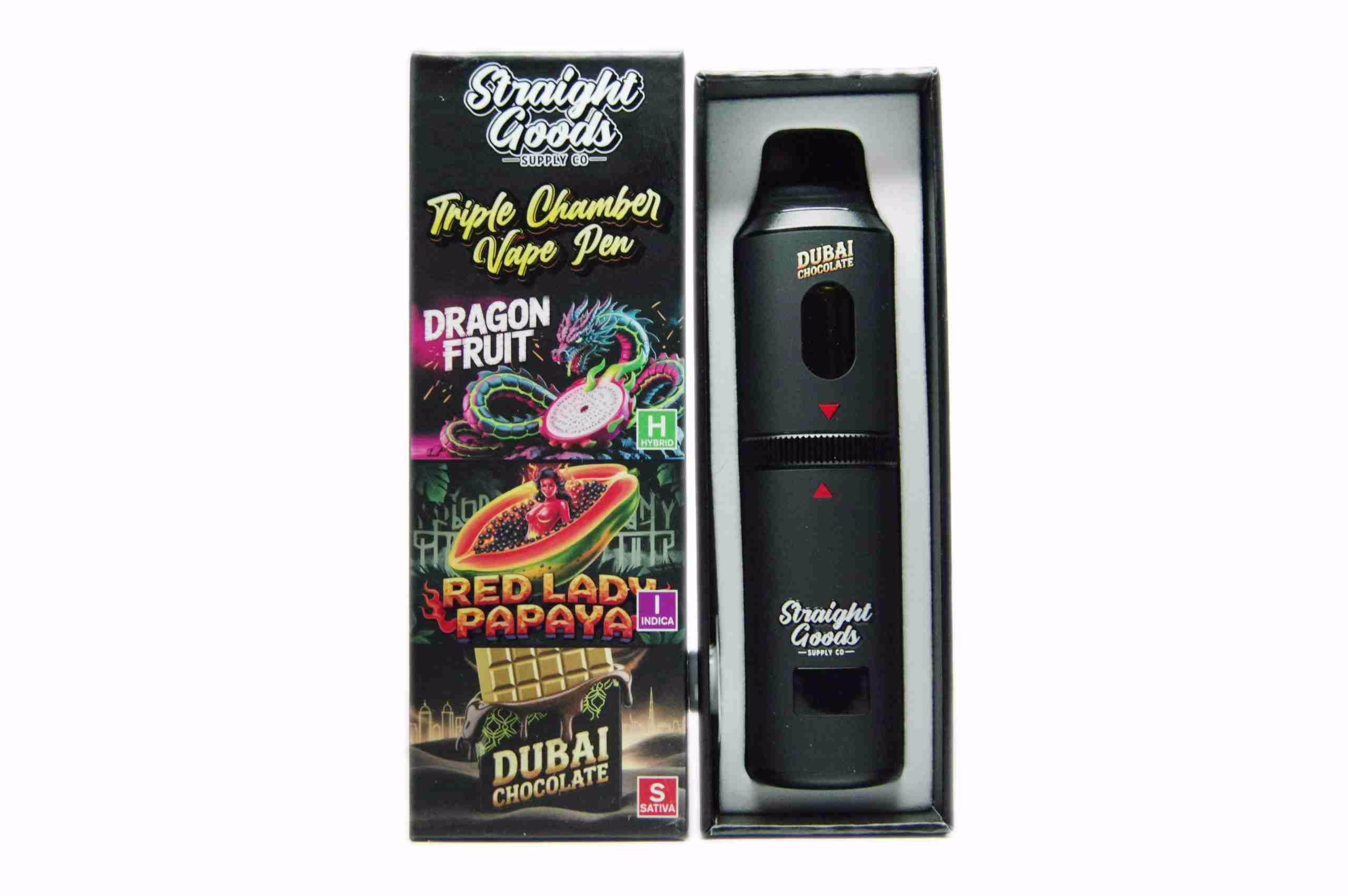 Straight Goods Triple Chamber Pen (9g) - Dragon Fruit + Red Lady Papaya + Dubai Chocolate
